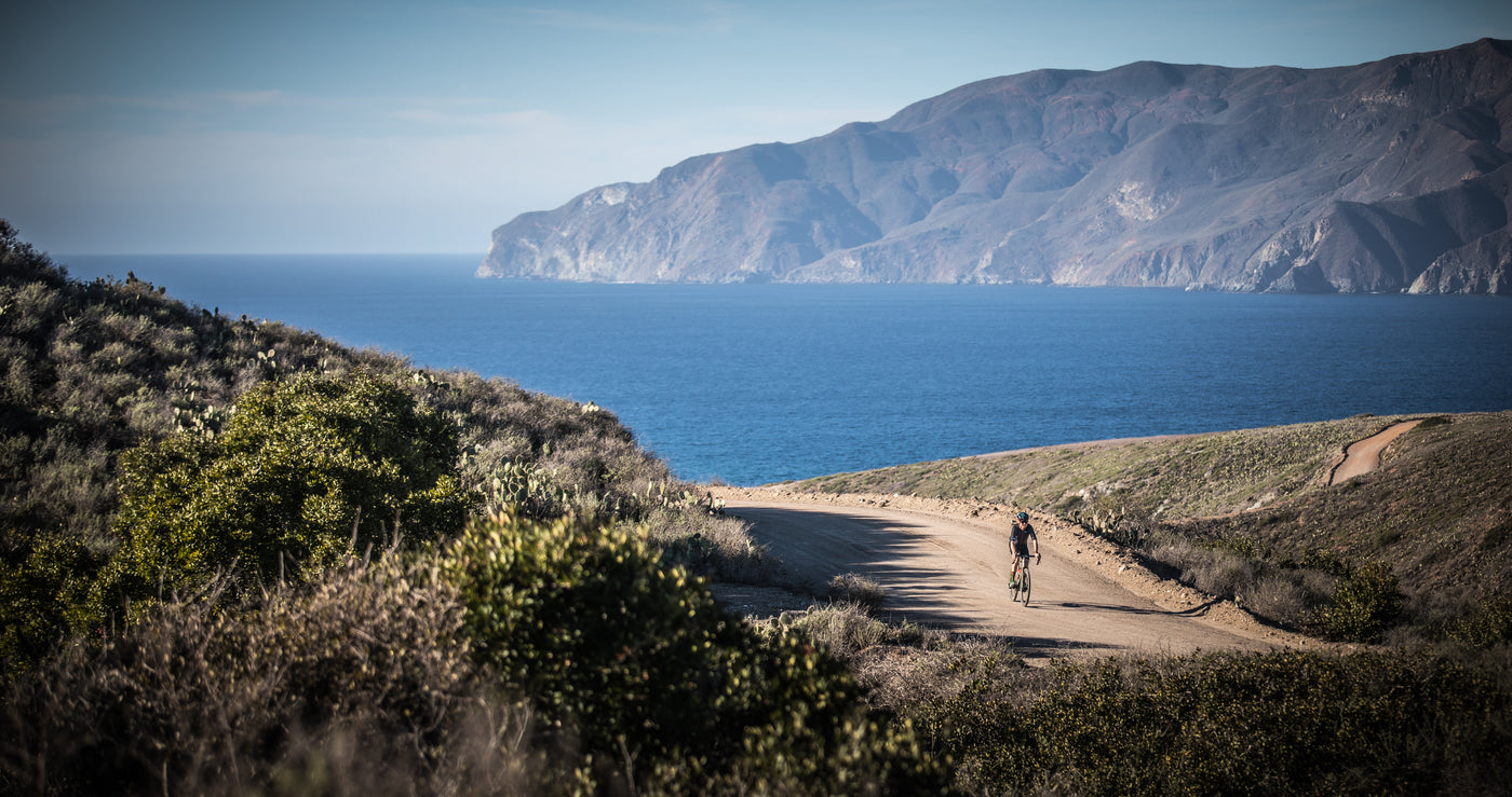 Lone rider on a fire road on Catalina Island