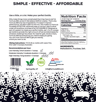 5 pounds, 73 servings - Formula 369 Endurance Fuel Drink Mix