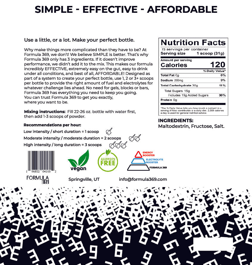 5 pounds, 73 servings - Formula 369 Endurance Fuel Drink Mix